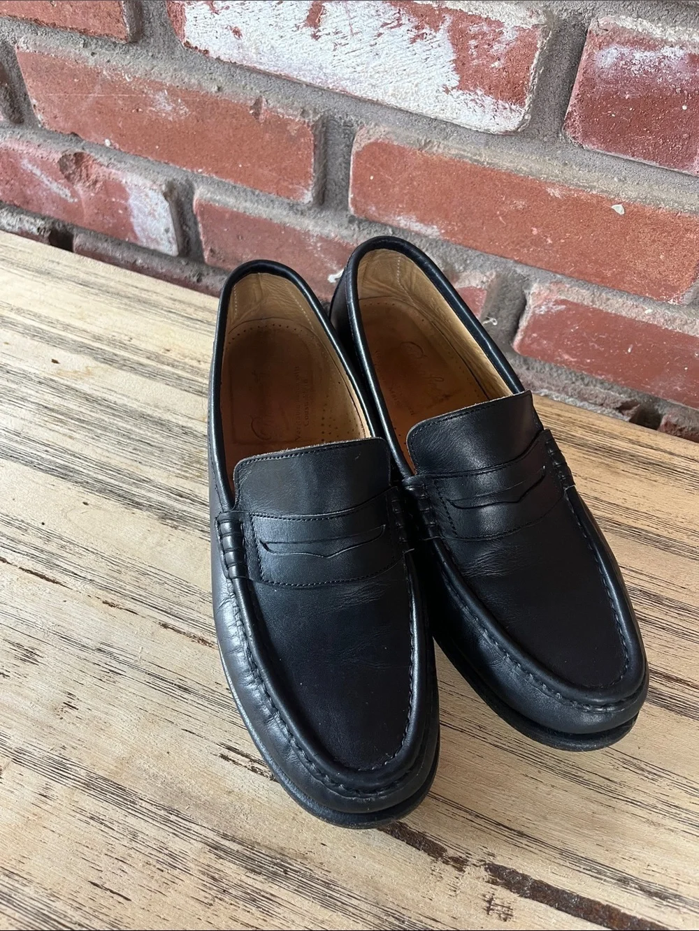 Paraboot French Fashion Classic Black Leather Penny Loafers for Men Size 6